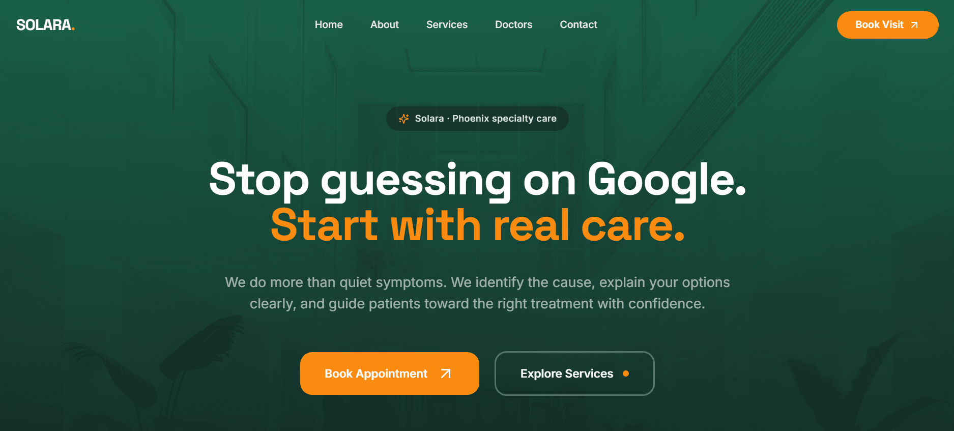 Solara Medical Center concept website