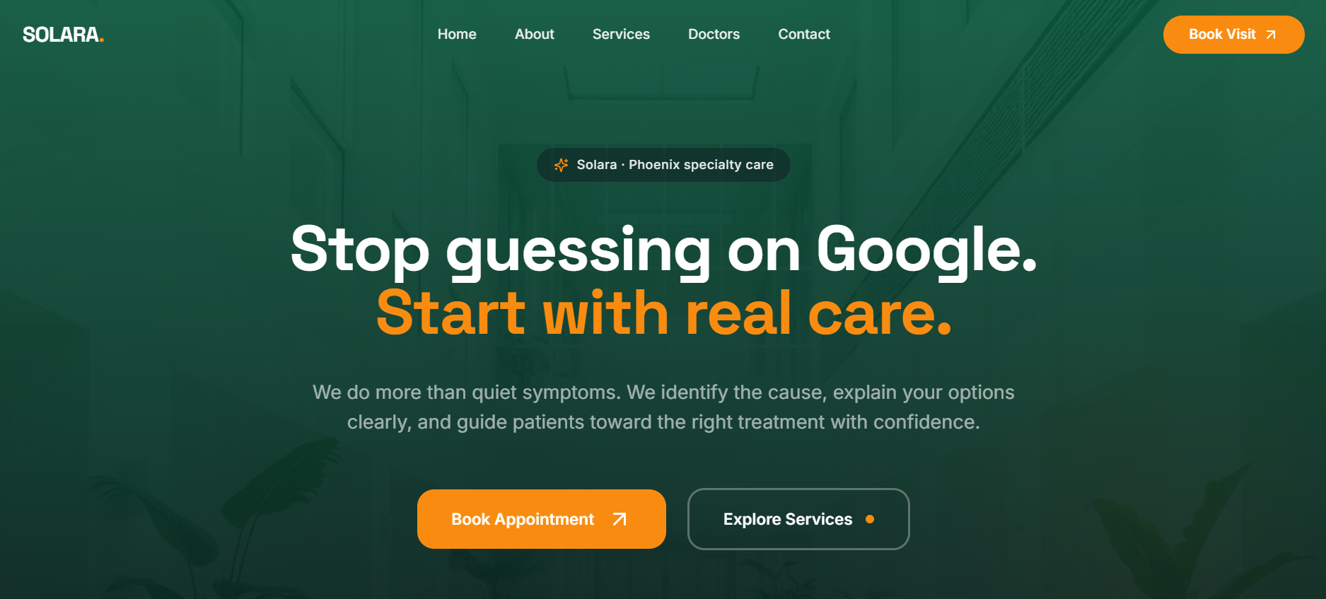 Solara Medical Center concept website by Novaro
